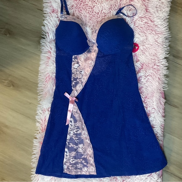 Lingerie-Nature’s intimates sheer lingerie,blue/pink, 36b - Picture 3 of 16
